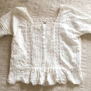 Free people lace top snap front small ruffle